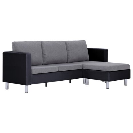 Driezitsbank met kussens kunstleer zwart 8719883742472 2