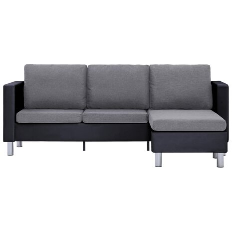 Driezitsbank met kussens kunstleer zwart 8719883742472 3