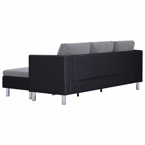 Driezitsbank met kussens kunstleer zwart 8719883742472 5