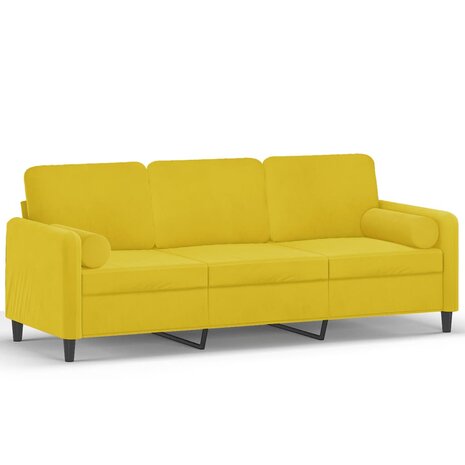 Driezitsbank met sierkussens 180 cm fluweel geel 8721012058644 2