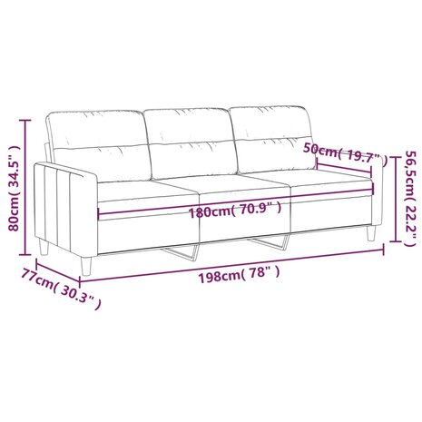 Driezitsbank 180 cm stof bruin 8721012139725 8