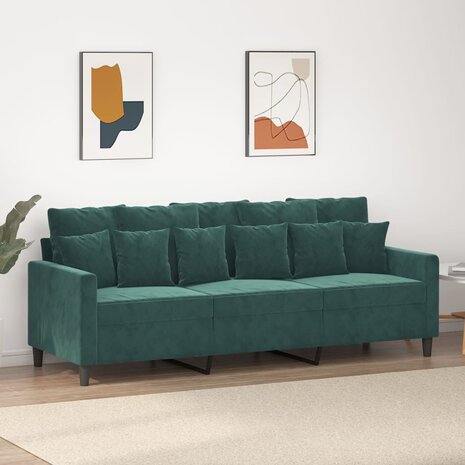 Driezitsbank 180 cm fluweel donkergroen 8721012140417 1