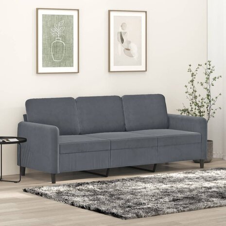 Driezitsbank 180 cm fluweel donkergrijs 8721012141797 1