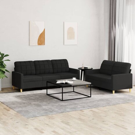 2-delige loungeset met kussens stof zwart 8721012062771 1