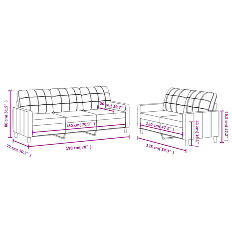 2-delige loungeset met kussens stof zwart 8721012062771 6