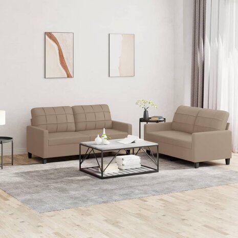 2-delige Loungeset met kussens kunstleer cappuccino 8721012063297 1