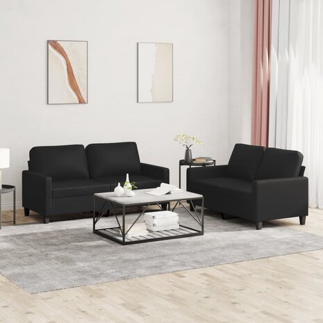2-delige Loungeset met kussens kunstleer zwart 8721012063754 1