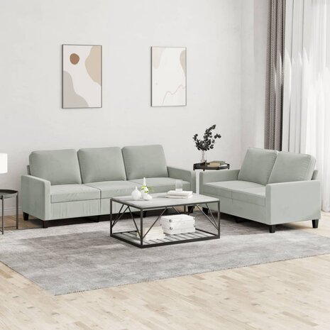 2-delige Loungeset met kussens fluweel lichtgrijs 8721012064836 1