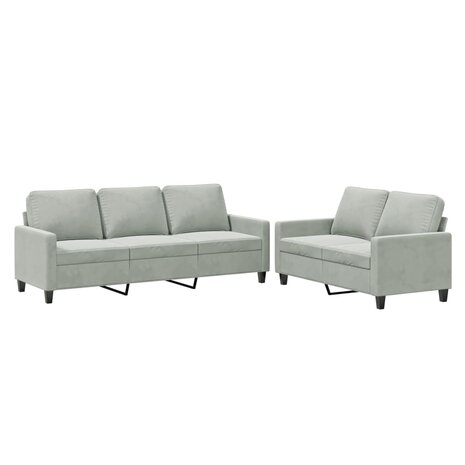 2-delige Loungeset met kussens fluweel lichtgrijs 8721012064836 2