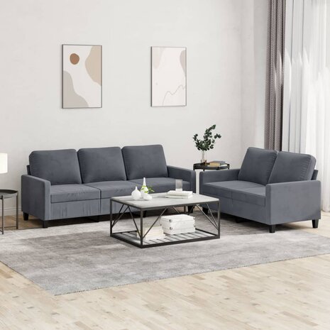 2-delige Loungeset met kussens fluweel donkergrijs 8721012064843 1