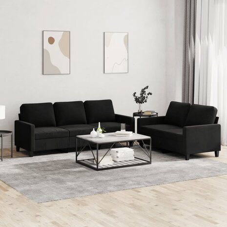 2-delige Loungeset met kussens fluweel zwart 8721012064881 1