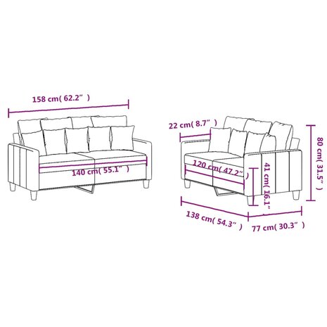 2-delige loungeset met kussens stof zwart 8721012066199 7