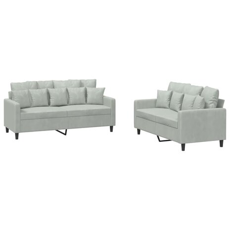 2-delige Loungeset met kussens fluweel lichtgrijs 8721012066670 2