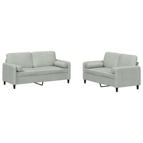2-delige Loungeset met kussens fluweel lichtgrijs 8721012069619 2