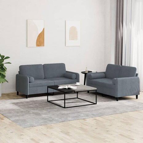 2-delige Loungeset met kussens fluweel donkergrijs 8721012069626 1