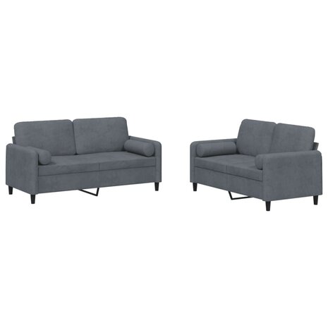 2-delige Loungeset met kussens fluweel donkergrijs 8721012069626 2