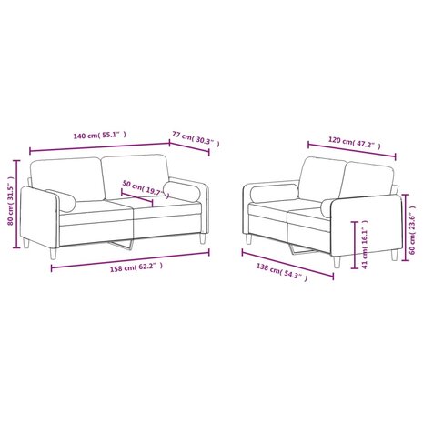 2-delige Loungeset met kussens fluweel donkergrijs 8721012069626 8