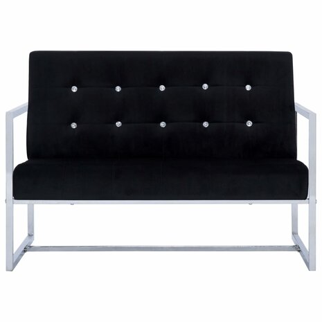Tweezitsbank met armleuningen chroom en fluweel zwart 8719883588476 3