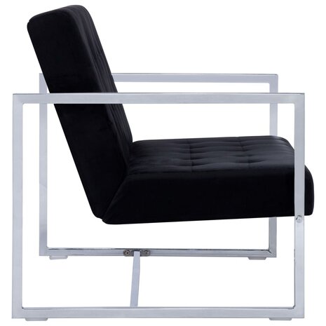 Tweezitsbank met armleuningen chroom en fluweel zwart 8719883588476 4