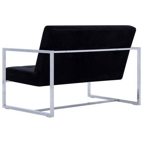 Tweezitsbank met armleuningen chroom en fluweel zwart 8719883588476 5