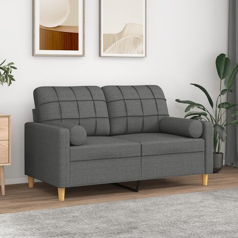 Tweezitsbank met sierkussens 120 cm stof donkergrijs 8721012057425 1