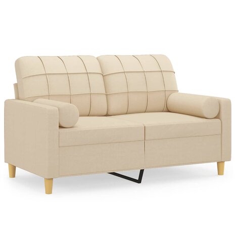 Tweezitsbank met sierkussens 120 cm stof crèmekleurig 8721012057432 2