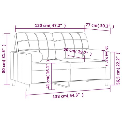 Tweezitsbank met sierkussens 120 cm stof zwart 8721012057456 8