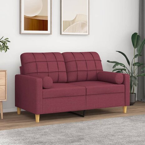 Tweezitsbank met sierkussens 120 cm stof wijnrood 8721012057470 1