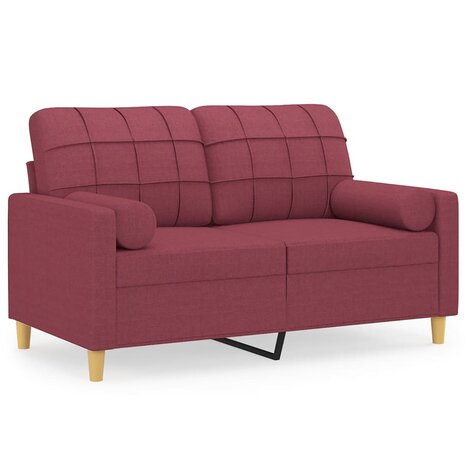 Tweezitsbank met sierkussens 120 cm stof wijnrood 8721012057470 2