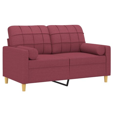 Tweezitsbank met sierkussens 120 cm stof wijnrood 8721012057470 3