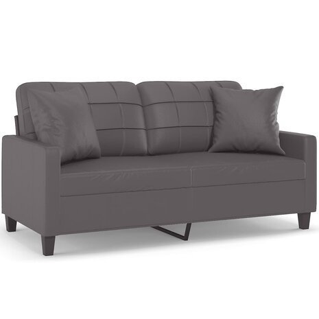 Tweezitsbank met sierkussens 140 cm kunstleer grijs 8721012057722 2