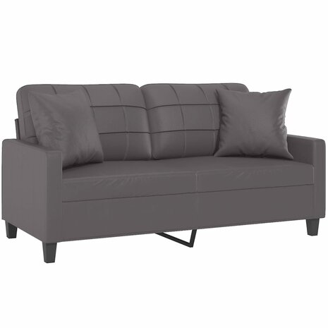 Tweezitsbank met sierkussens 140 cm kunstleer grijs 8721012057722 3
