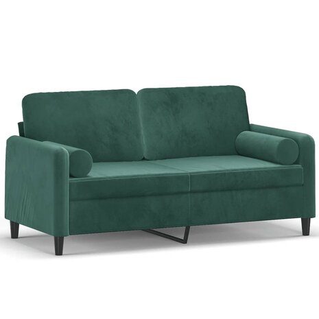 Tweezitsbank met sierkussens 140 cm fluweel donkergroen 8721012058507 2