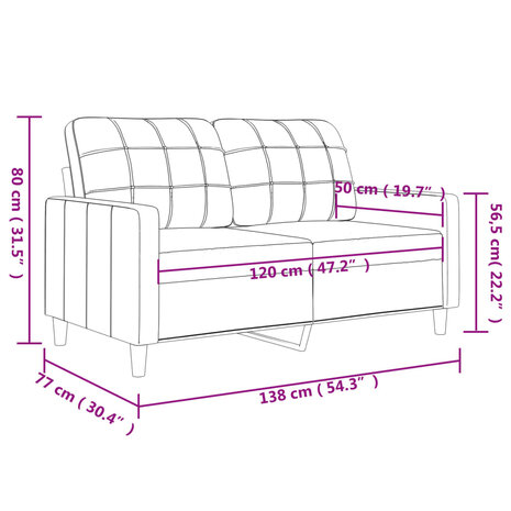Tweezitsbank 120 cm stof wijnrood 8721012138155 8