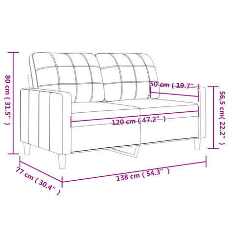 Tweezitsbank 120 cm kunstleer grijs 8721012138407 8