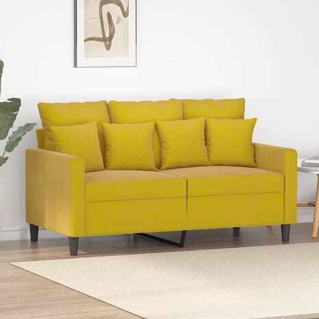 Tweezitsbank 120 cm fluweel geel 8721012140257 1