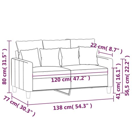 Tweezitsbank 120 cm fluweel geel 8721012140257 8