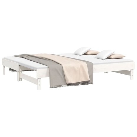 Slaapbank uitschuifbaar massief grenenhout wit 2x(90x200) cm 8720845639051 3
