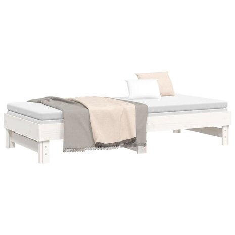 Slaapbank uitschuifbaar massief grenenhout wit 2x(90x200) cm 8720845639051 6