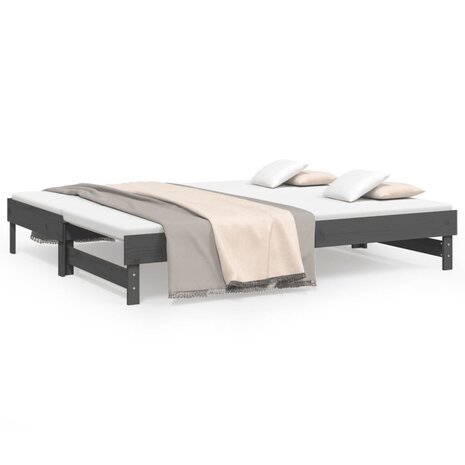 Slaapbank uitschuifbaar massief grenenhout grijs 2x(90x200) cm 8720845639068 2