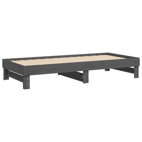 Slaapbank uitschuifbaar massief grenenhout grijs 2x(90x200) cm 8720845639068 8