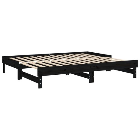Slaapbank uitschuifbaar massief grenenhout zwart 2x(90x200) cm 8720845639082 7