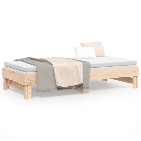 Slaapbank uitschuifbaar massief grenenhout 2x(90x190) cm 8720845639143 5