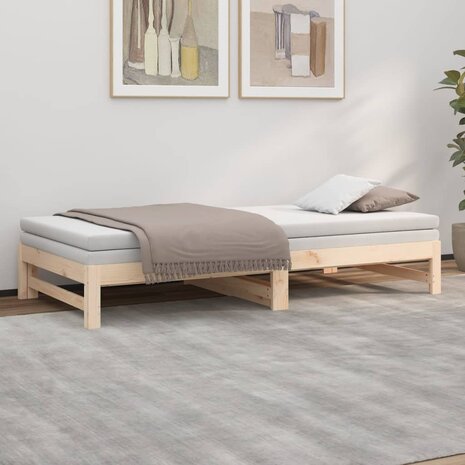 Slaapbank uitschuifbaar massief grenenhout 2x(100x200) cm 8720845639242 4