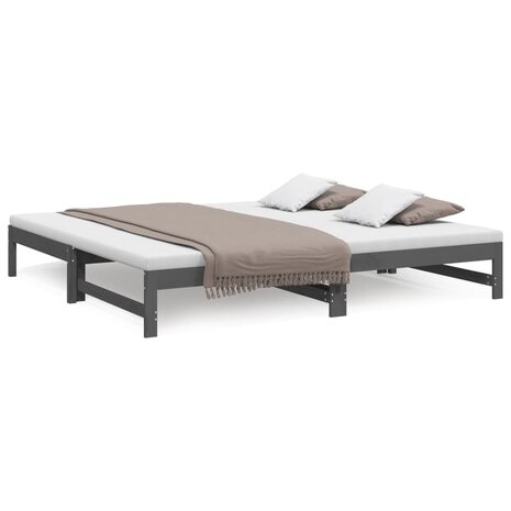 Slaapbank uitschuifbaar massief grenenhout grijs 2x(90x200) cm 8720845639310 2