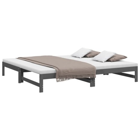 Slaapbank uitschuifbaar massief grenenhout grijs 2x(90x200) cm 8720845639310 3