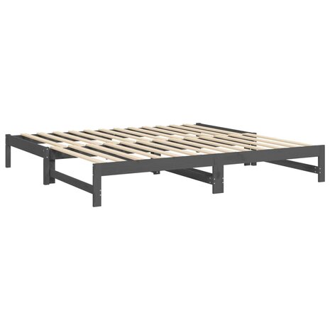 Slaapbank uitschuifbaar massief grenenhout grijs 2x(90x200) cm 8720845639310 7