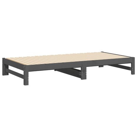 Slaapbank uitschuifbaar massief grenenhout grijs 2x(90x200) cm 8720845639310 8