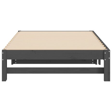 Slaapbank uitschuifbaar massief grenenhout grijs 2x(90x200) cm 8720845639310 9