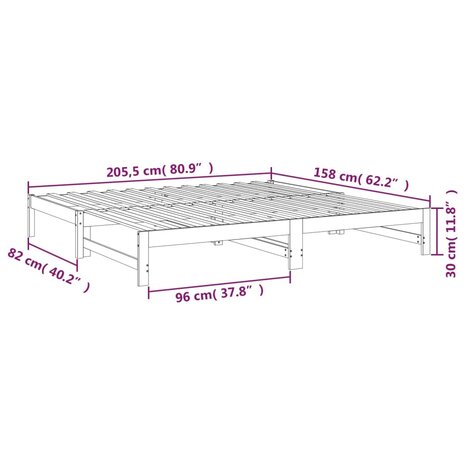 Slaapbank uitschuifbaar 2x(80x200) cm massief grenenhout 8720845639341 12